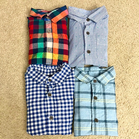 Cat & Jack 3T Boys Longsleeve Button-Down Shirt- set of 4 shirts. - Picture 1 of 5